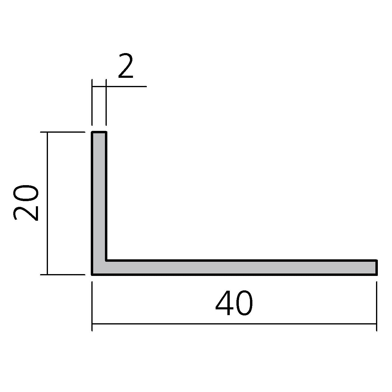 Winkelprofil 40 x 20 x 2 mm