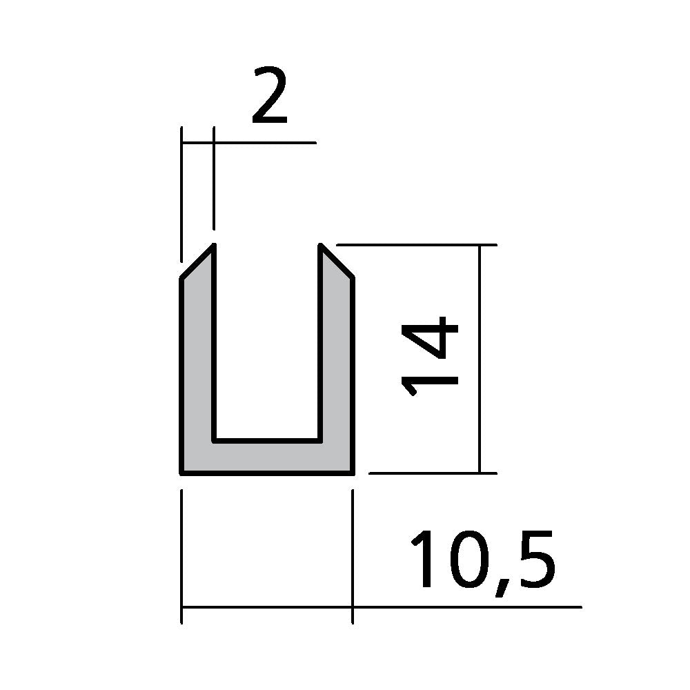 U-Profil 14 x 10 x 2 mm