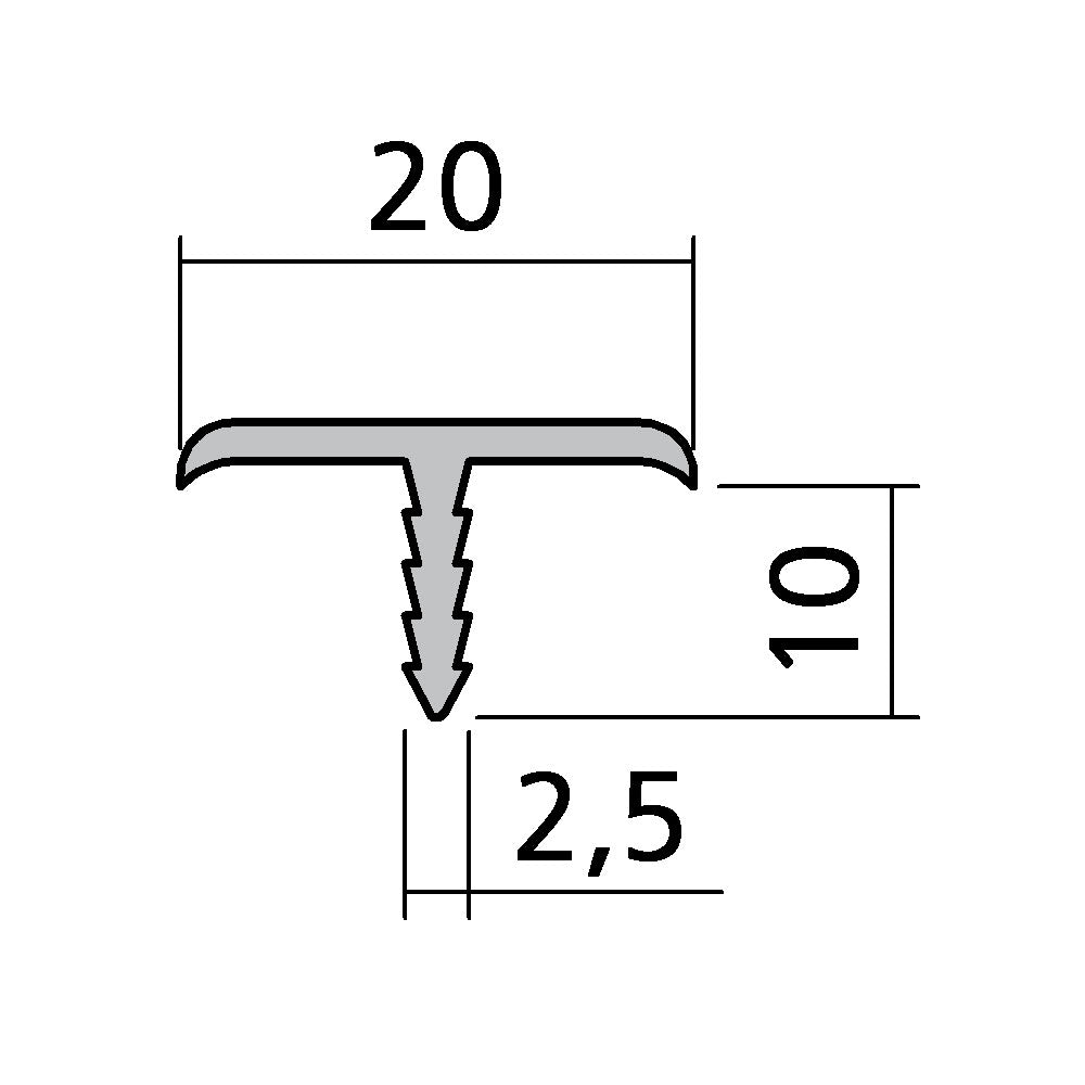 Kantenschiene 20 x 10 mm mit Harpunensteg