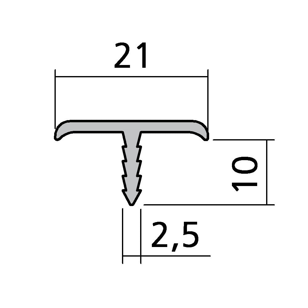 Kantenschiene 21 x 10 mm mit Harpunensteg