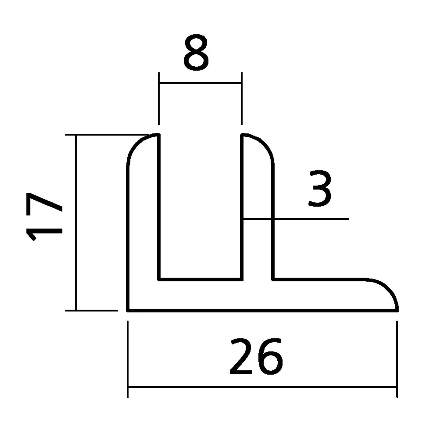 Einfassprofil für 8 mm Glas