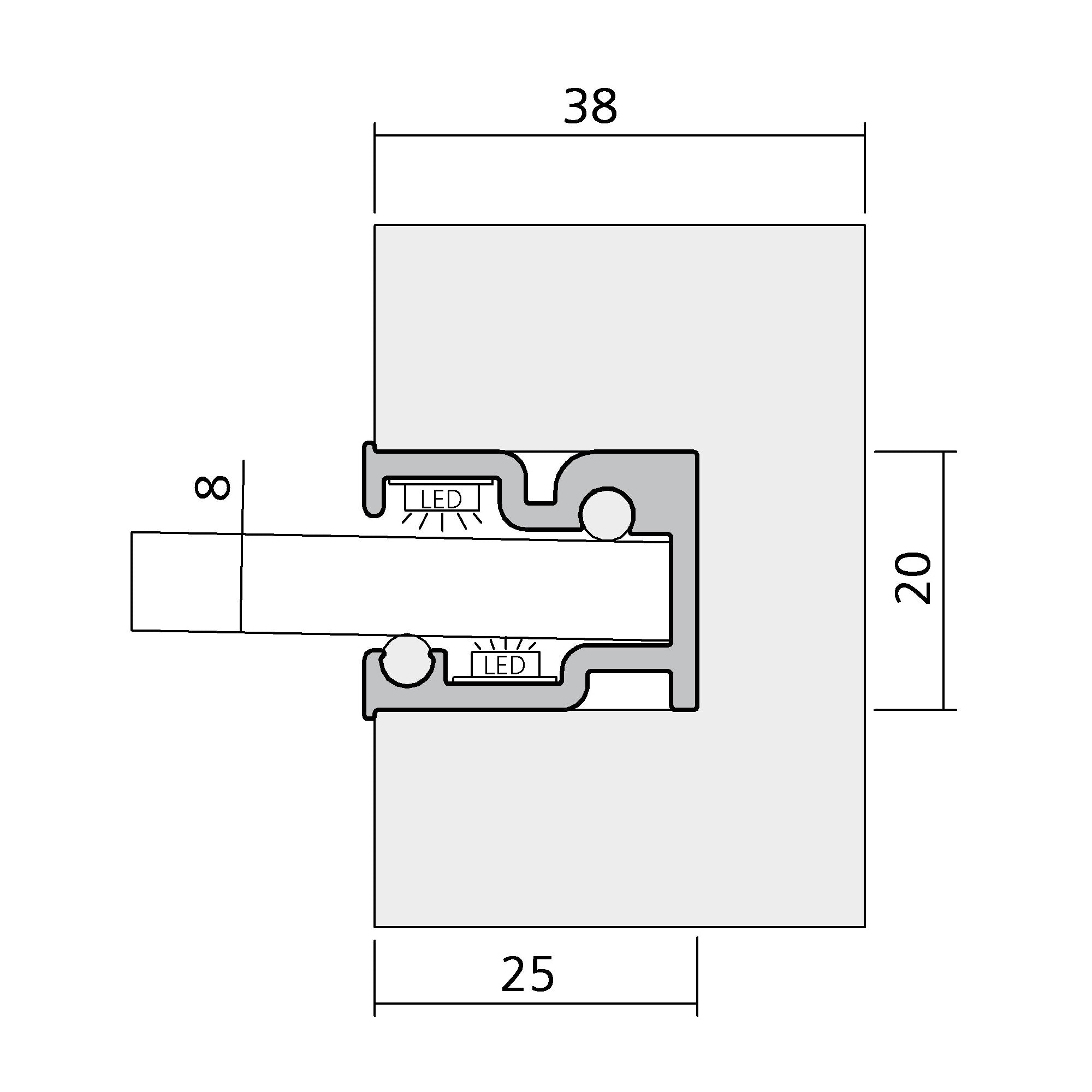 Einschubprofil für 8 mm Glasboden