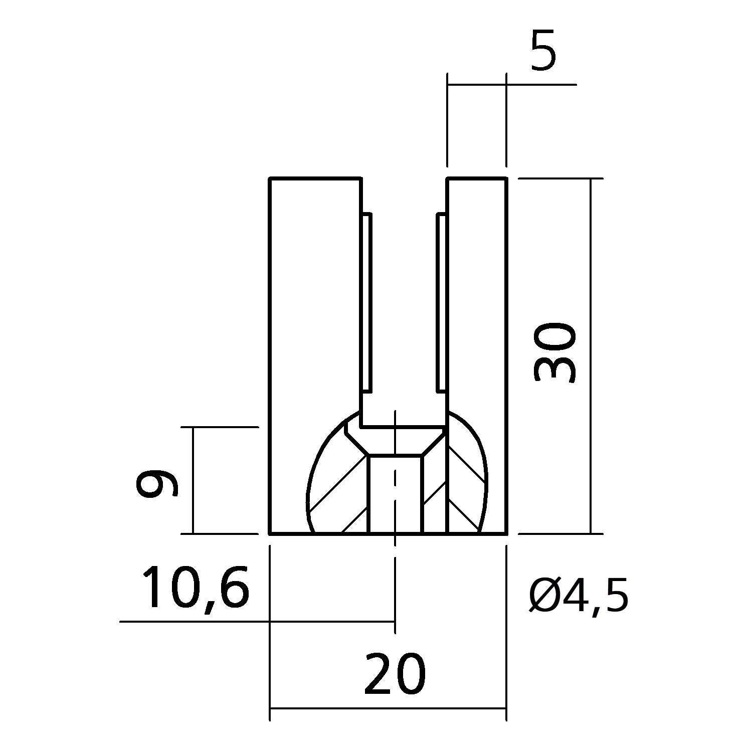 Glashalter für 6 mm Glas | zweiteilig
