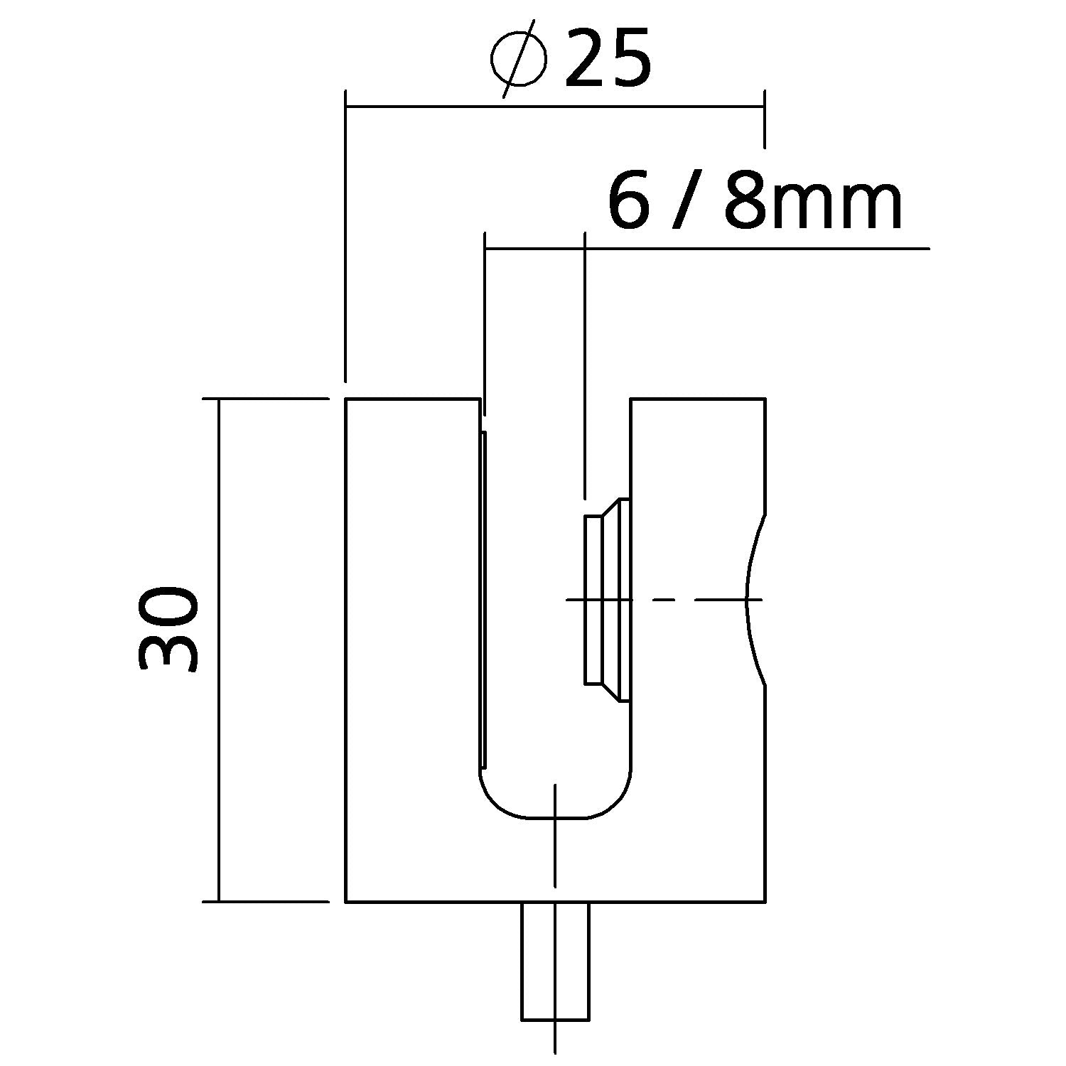 Glashalter rund | aufschraubbar | für 6-8 mm Glas