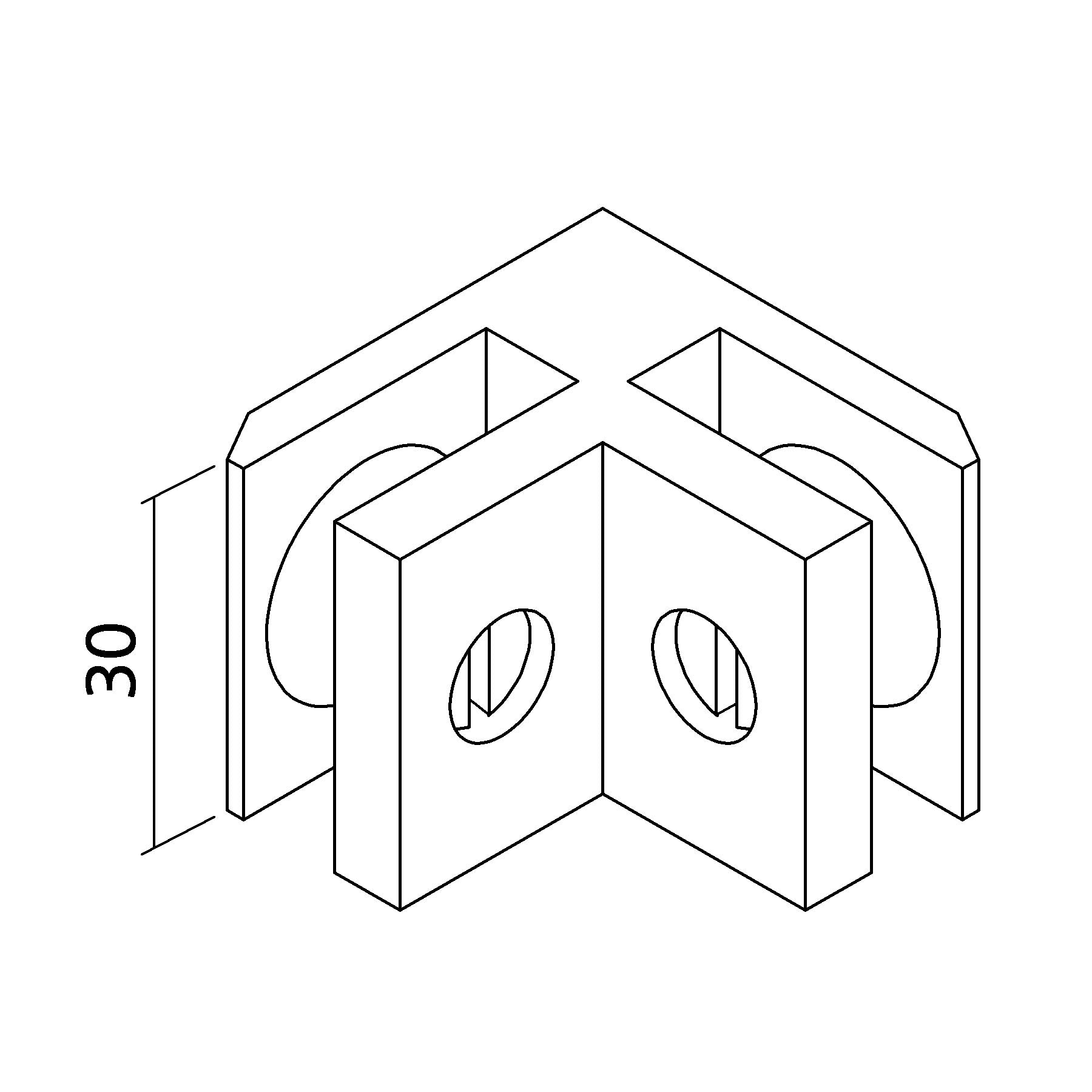 Glashalter 90 ° kpl. | offen | für 6-8 mm Glas
