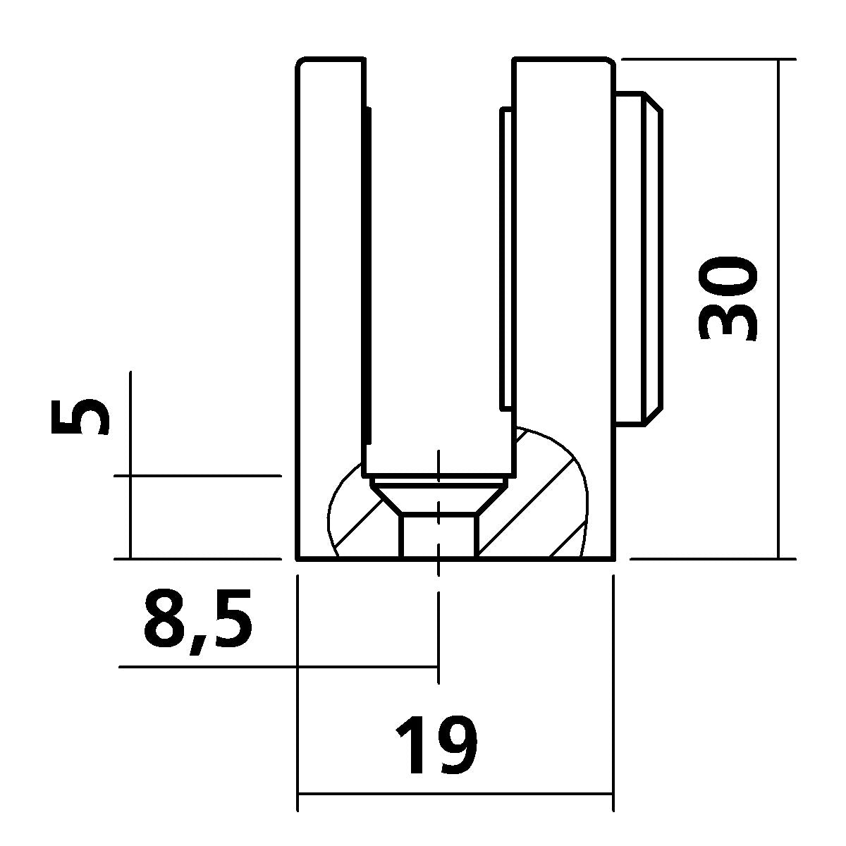 Glashalter 50 x 19 mm für Seitenscheibe