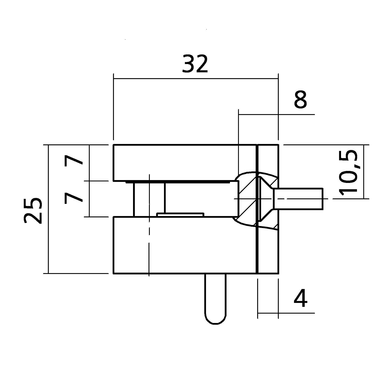 Glashalter drehbar | rechts | für 6 mm Glas