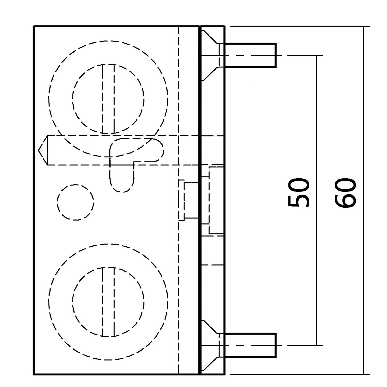 Glashalter drehbar | rechts | für 6 mm Glas