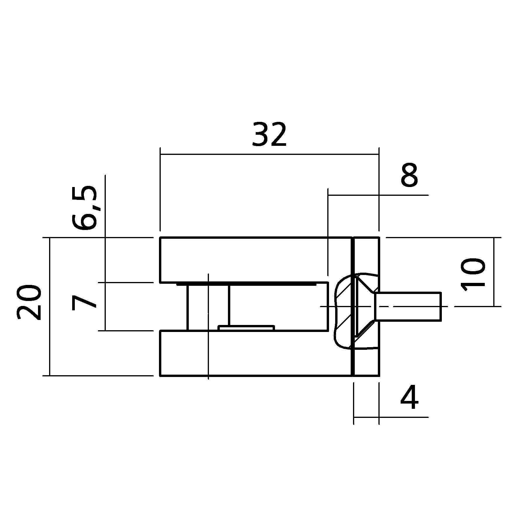 Glashalter drehbar | für 6 mm Glas