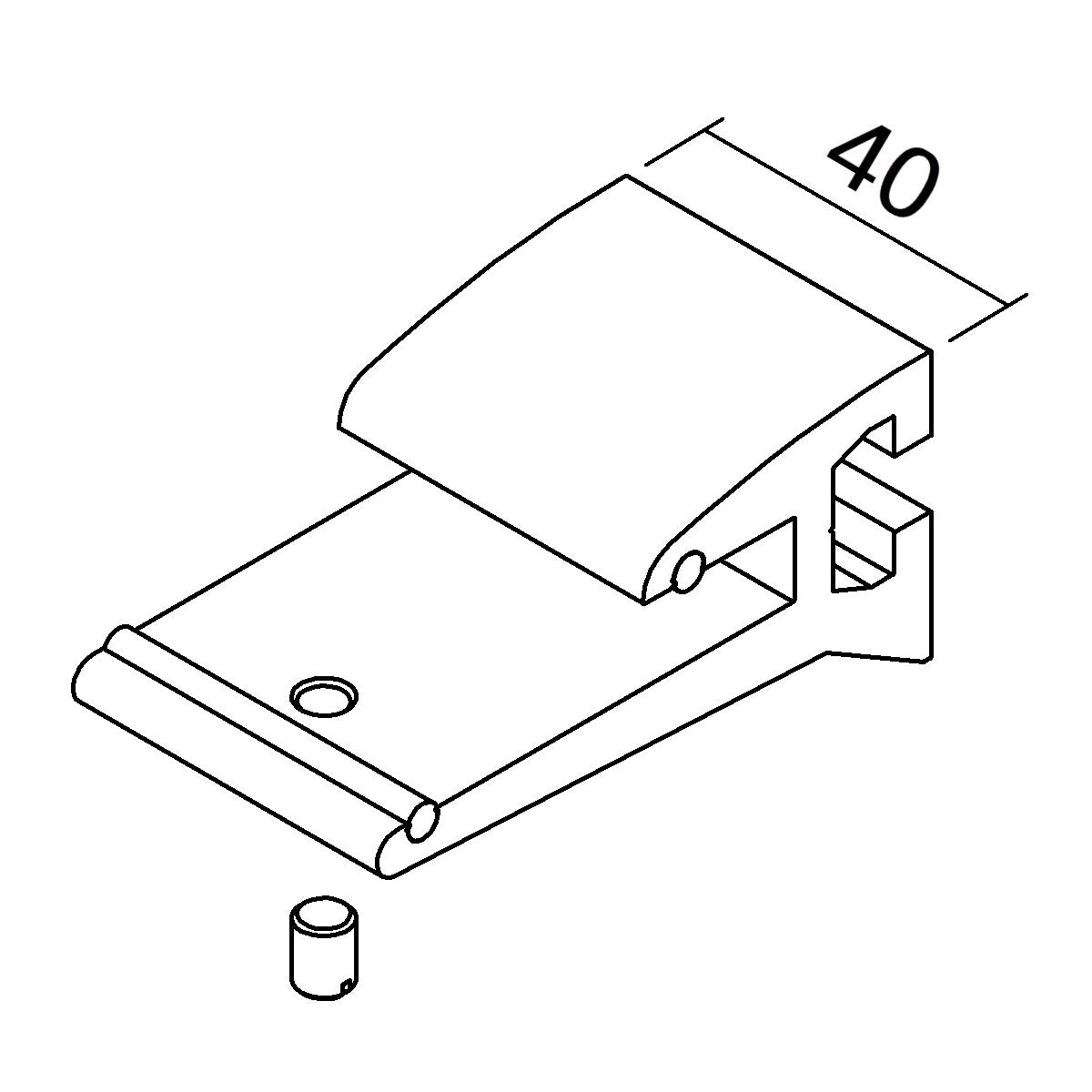 Glashalter 90 ° | für 8 mm Glas | kpl. mit Verstellschraube | gebohrt