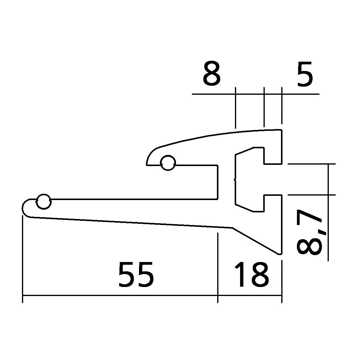Glashalter 90 ° | für 8 mm Glas | ungebohrt