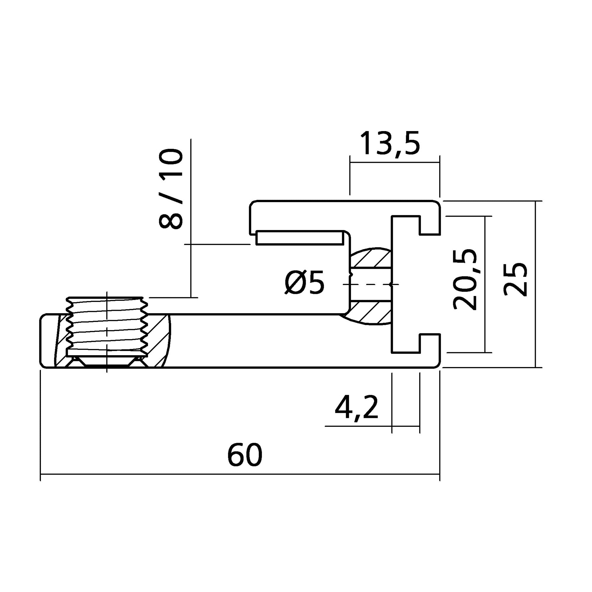 Glashalter 45 mm | für 8 - 10 mm Glas