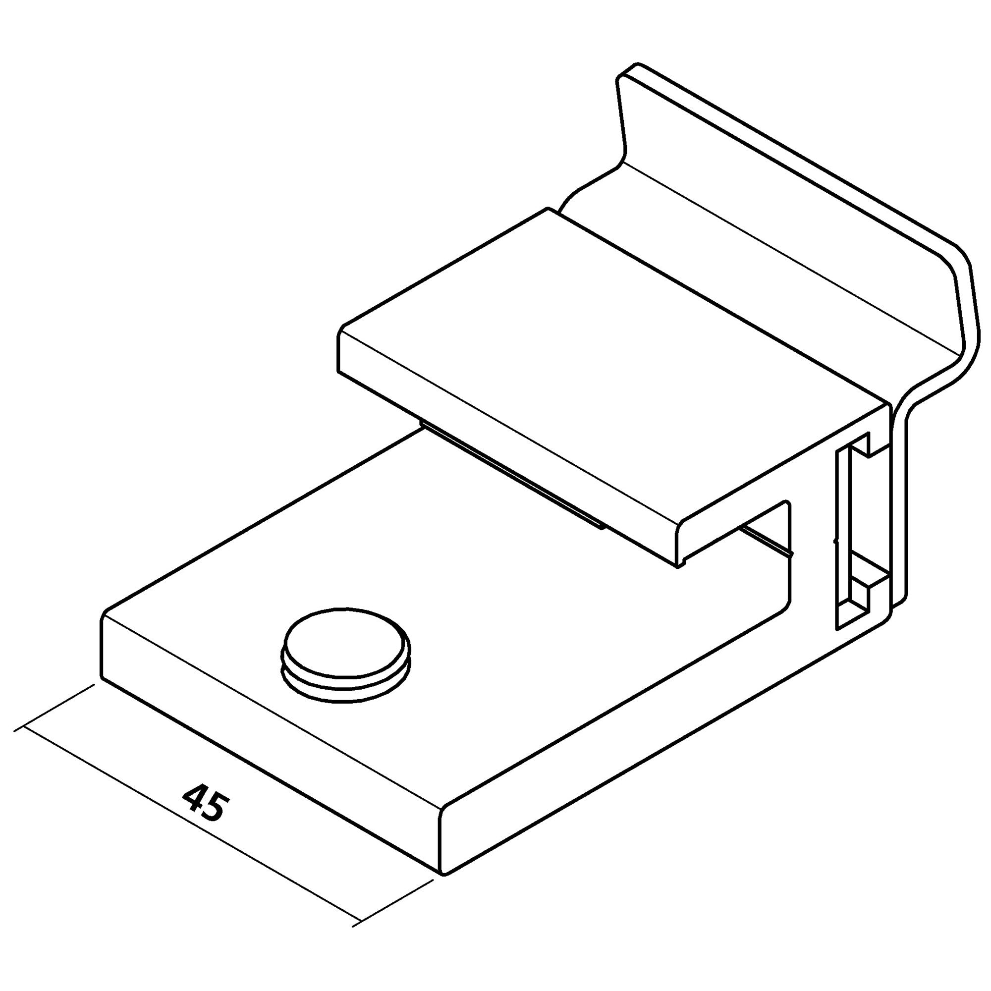 Glashalter 45 mm mit Haken für Lamellenprofil